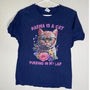 Karma is Cat Purring in my Lap Graphic T Shirt T-Swift cat shirt size large